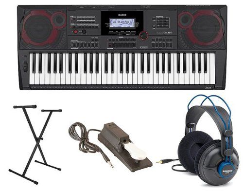 CT-X5000 Premium Pack with 61 Key Keyboard, Stand, AC Adapter, and Headphones - Black