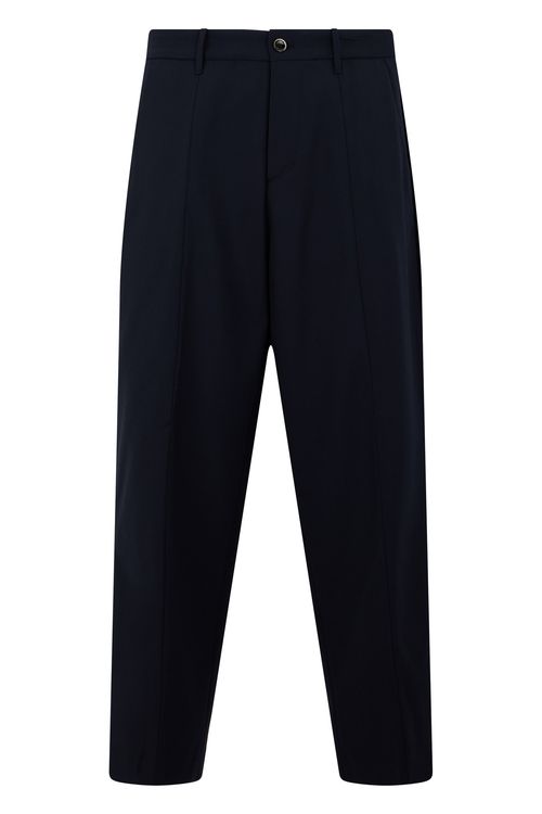 Men's Wool & Polyester High-Waist Loose-Fit Trousers
