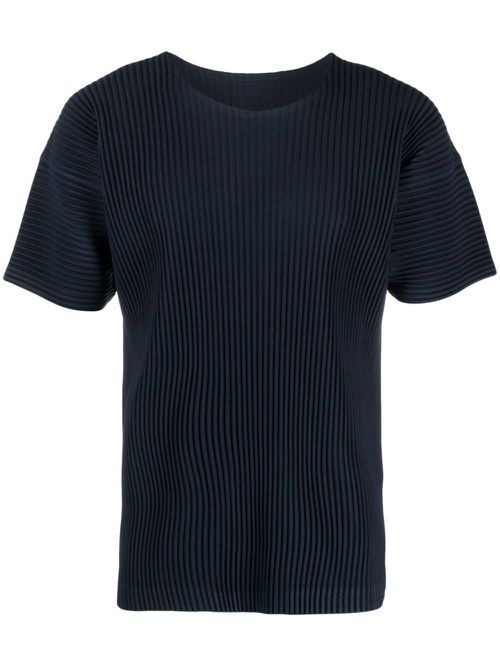 Ribbed-effect T-shirt - Blue