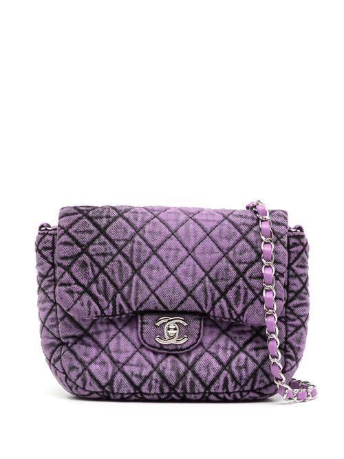 Mini denim Classic Flap shoulder bag - Purple