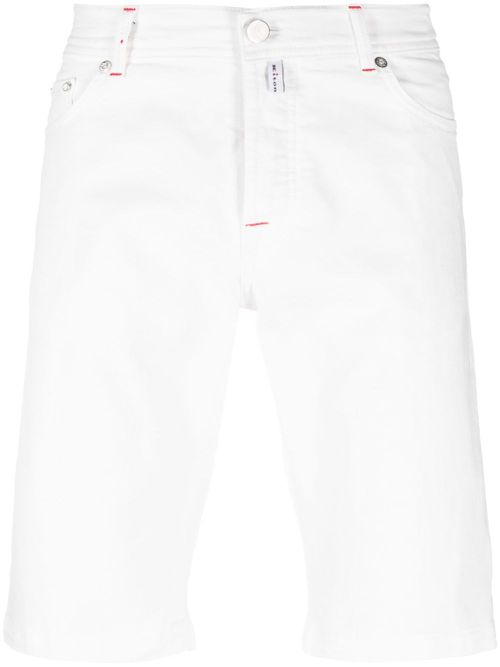 Logo-patch denim shorts - White