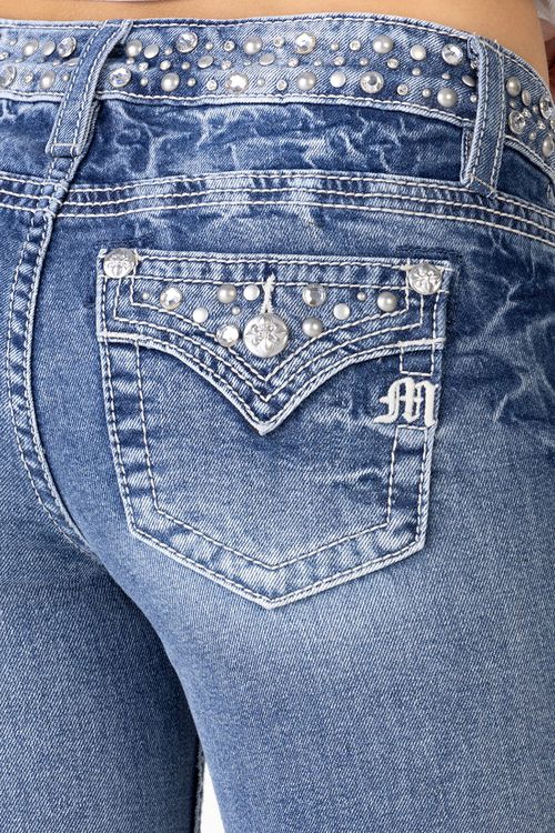 "Clara Rhinestone Straight Jeans