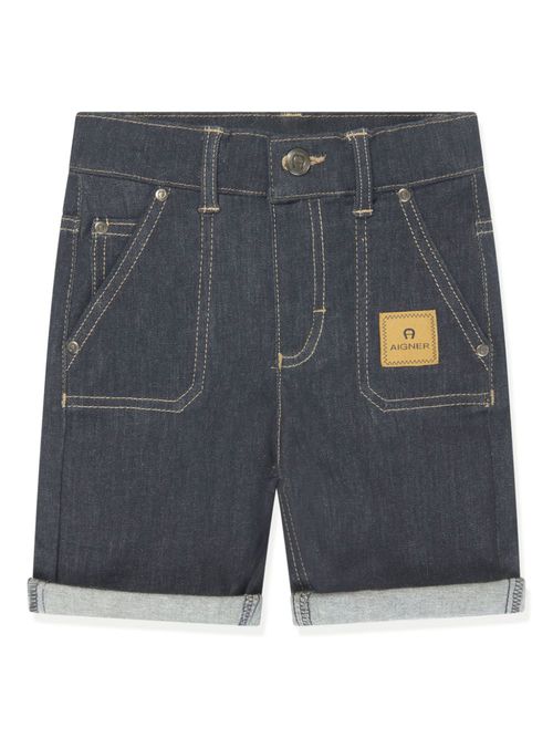 Logo-appliqué denim shorts - Blue