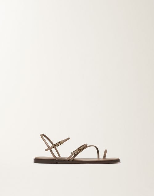 Flat sandal in nappa leather, mud