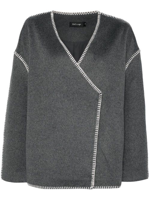Stitch-detail wrap jacket - Grey