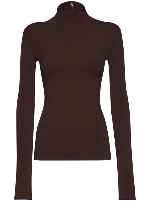 Roll-neck cashmere-blend jumper - Brown