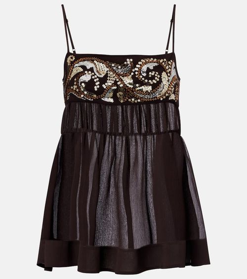 Sequined chiffon top