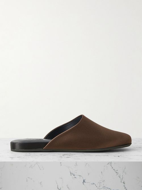 The Slipper Satin Mules - Brown
