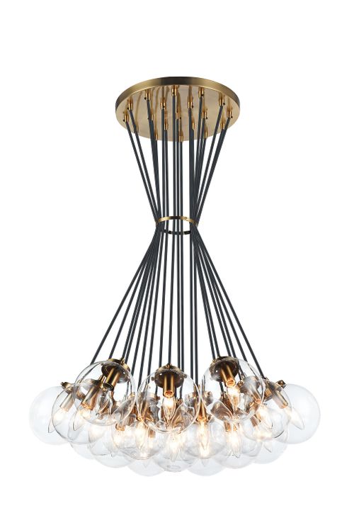 Aged Gold Brass 19 Light Chandelier from the The Bougie Collection