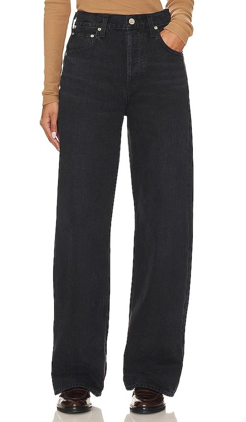 Citizens of Humanity Ayla Baggy Cuffed Crop Jeans in Voila - Black. 30 also