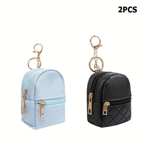 TEMU 2pcs Cute Mini Backpack Key Chain, Cute Women Cosmetic Bag, Key Bag, Lipstick Bag, Card Storage Case, Whole Bag For Data Cable, Coin Bag