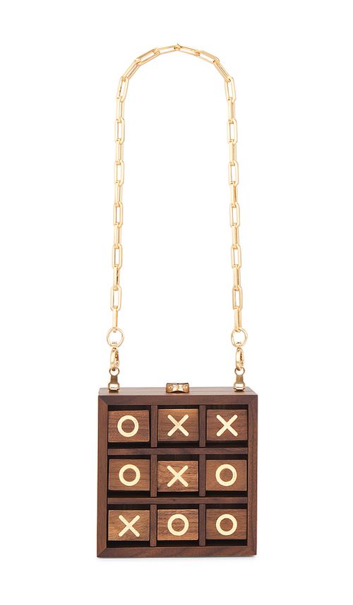 Cult Gaia Tic Tac Toe Clutch in Brown