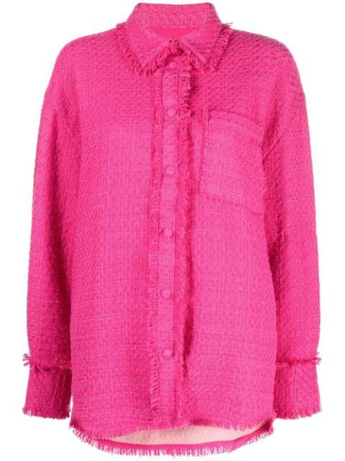 Long-sleeve frayed-edge shirt