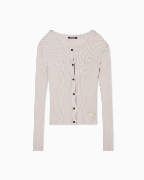 Fitted cardigan in recycled viscose knit