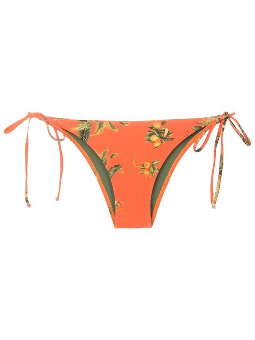 Thai floral-print bikini bottoms - Orange