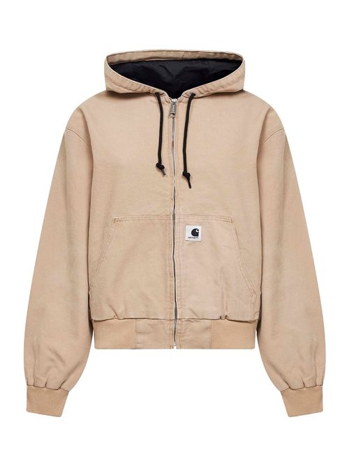 Organic Canvas Hooded Bomber Jacket — Brown