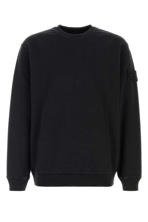 Cotton-Blend Crew Sweatshirt — Black