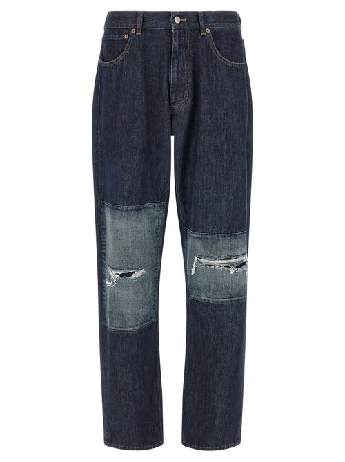 Patchwork Insert Jeans — Indigo