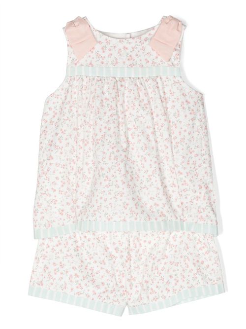 Floral-print cotton short set - White