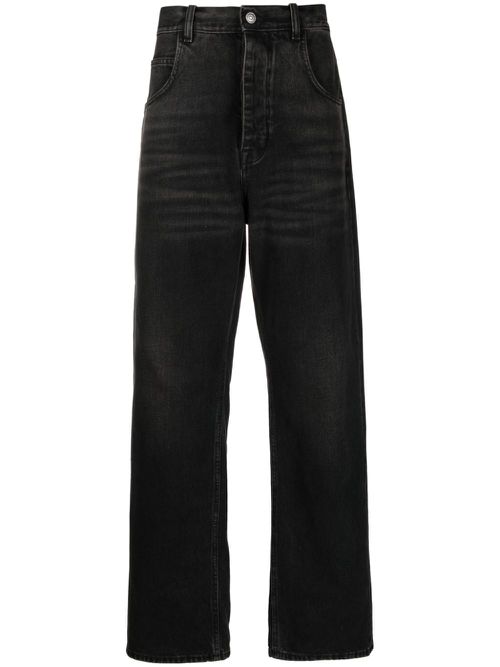 Straight-leg cotton jeans - Black