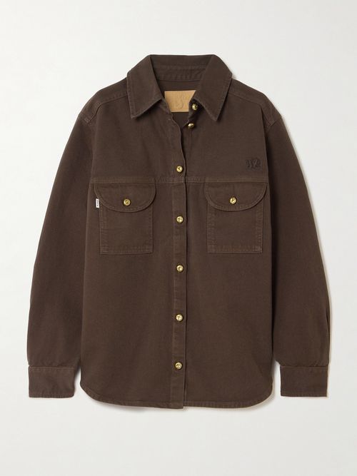 Berber Embroidered Denim Shirt - Brown