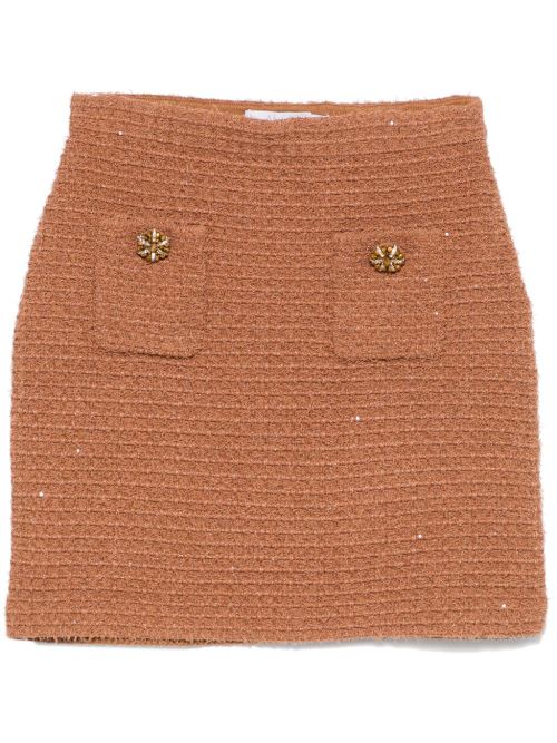 Textured knit mini skirt - Brown