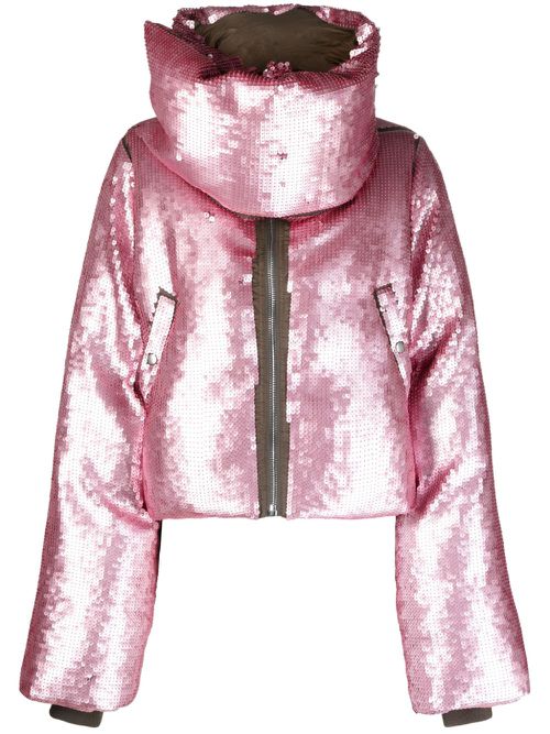 Sequin-embellished wool puffer jacket - Pink