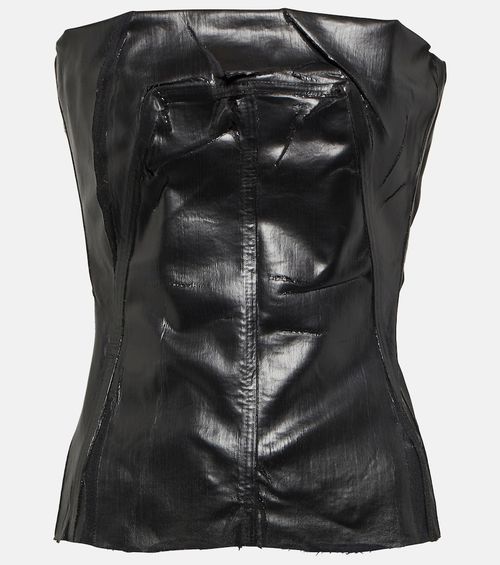 Coated denim bustier
