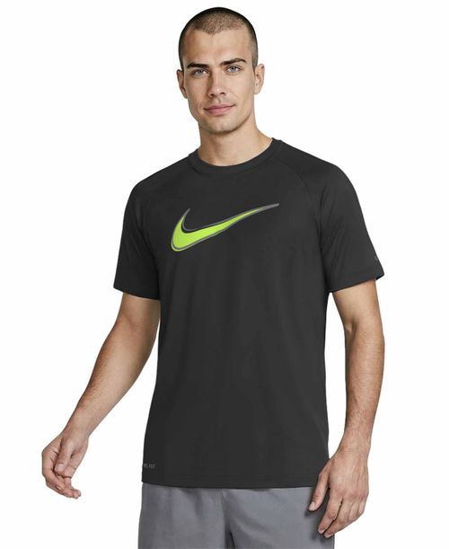 Men's Swoosh Outline Hydro Guard Swim Shirt - Black