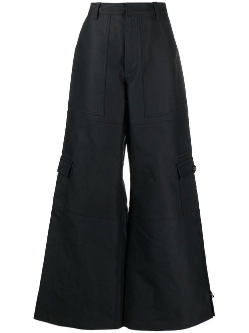 High-rise wide-leg cargo trousers - Black