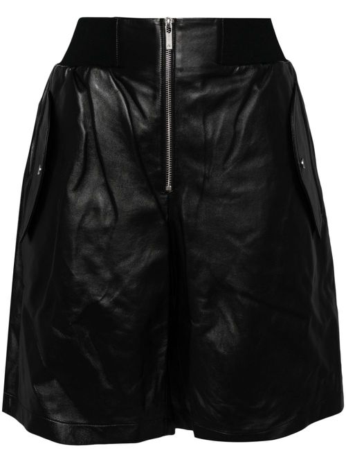 Zip-up leather shorts - Black