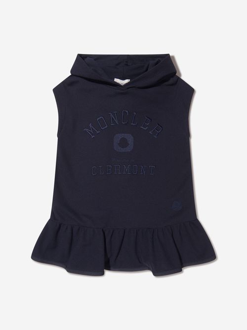 Girls Sleeveless Hooded Dress in Navy