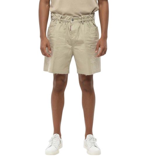 Beige Distressed Shorts