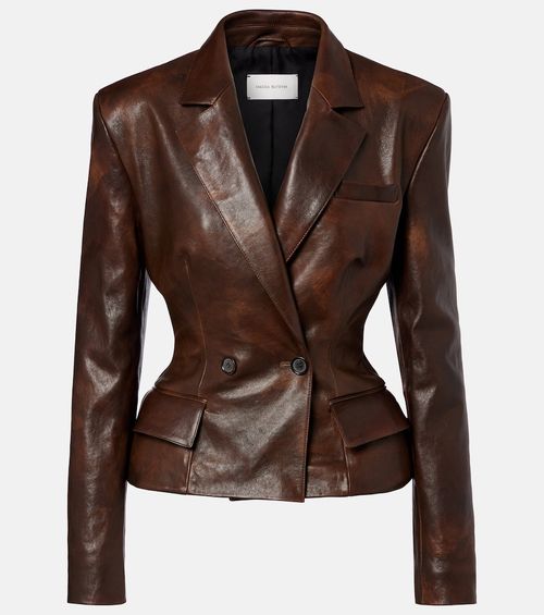 Peplum leather jacket