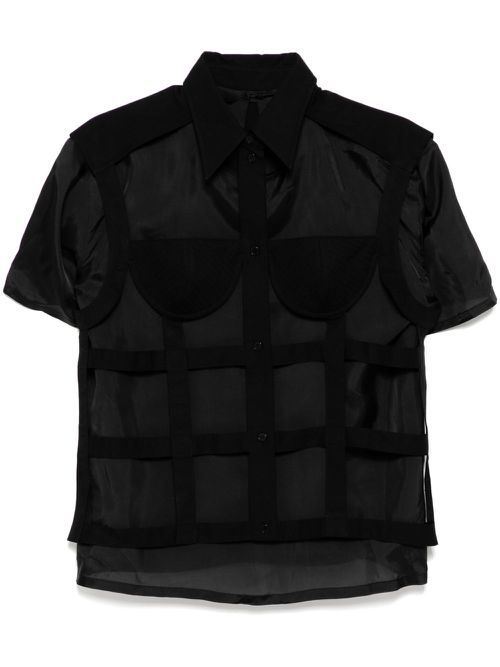 Bra net layered shirt - Black