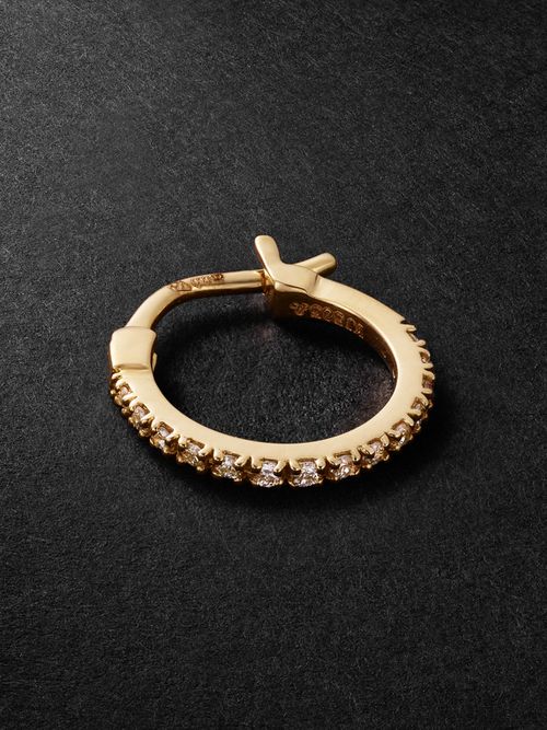 Men - Luna Spectra Small 14-Karat Gold Diamond Single Hoop Earring