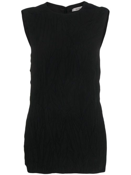 Crinkled-finish open-back top - Black