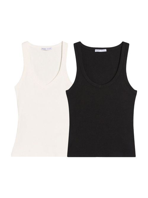 Bershka Top nero / bianco