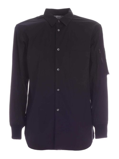 Knitted cuffs shirt in black