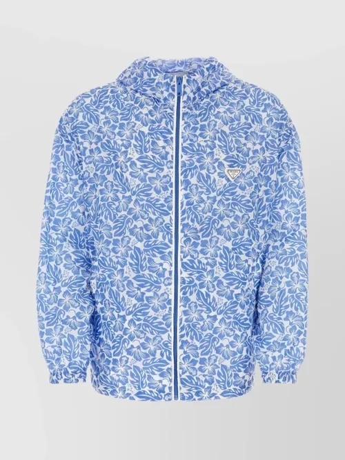 Prada - hooded floral nylon windbreaker