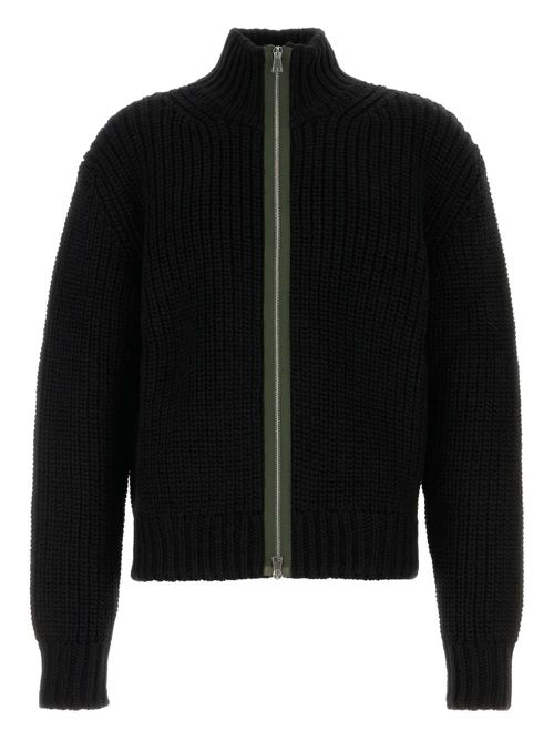 High-neck zip-front cardigan - Black