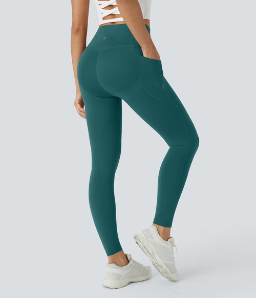 UltraSculpt™ SoCinched High Waisted Butt Lifting Tummy Control Pocket Shaping Workout Leggings  - June Bug