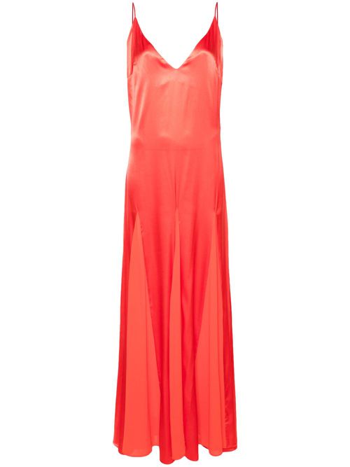 Gusset-detail satin maxi dress - Red