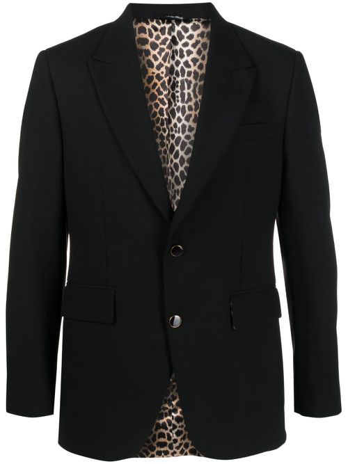 Notched-lapel single-breasted blazer - Black