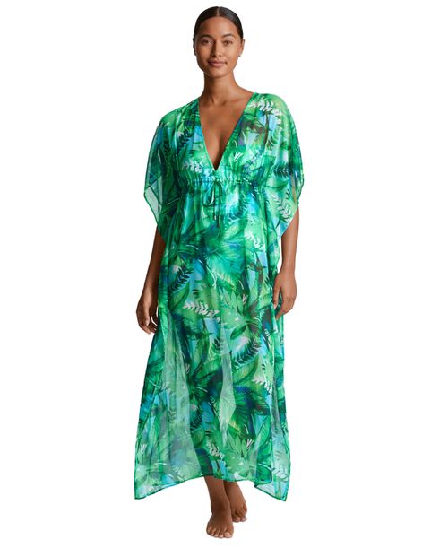 Women's Printed Caftan Swim Cover-Up - Cartago Palms
