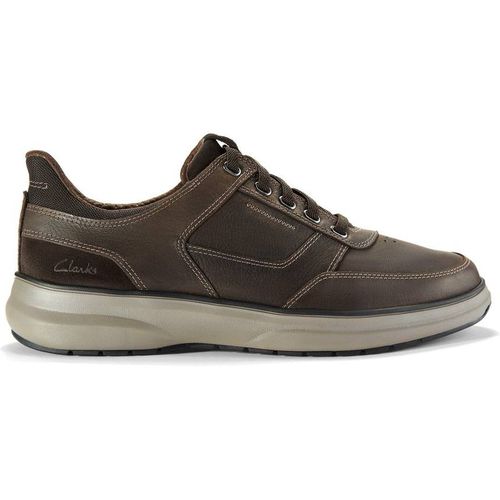 Clarks Men's Mullan Easy Dark Brown Leather Trainers, Lace Up | : 7.5/Wide Fit