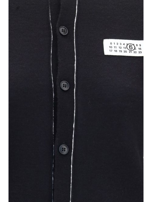 Button-Front Wool-Blend Cardigan — Black