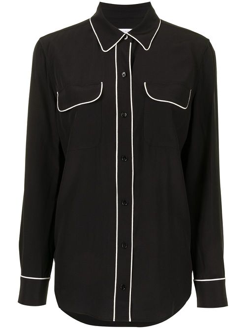 Signature slim-fit silk shirt - Black