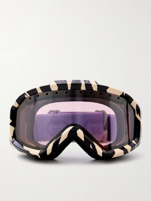 Zebra-print Mirrored Ski Goggles