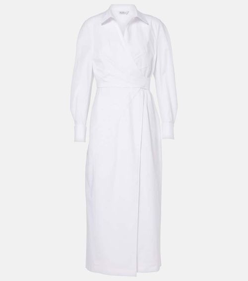 Cotton-blend twill wrap dress